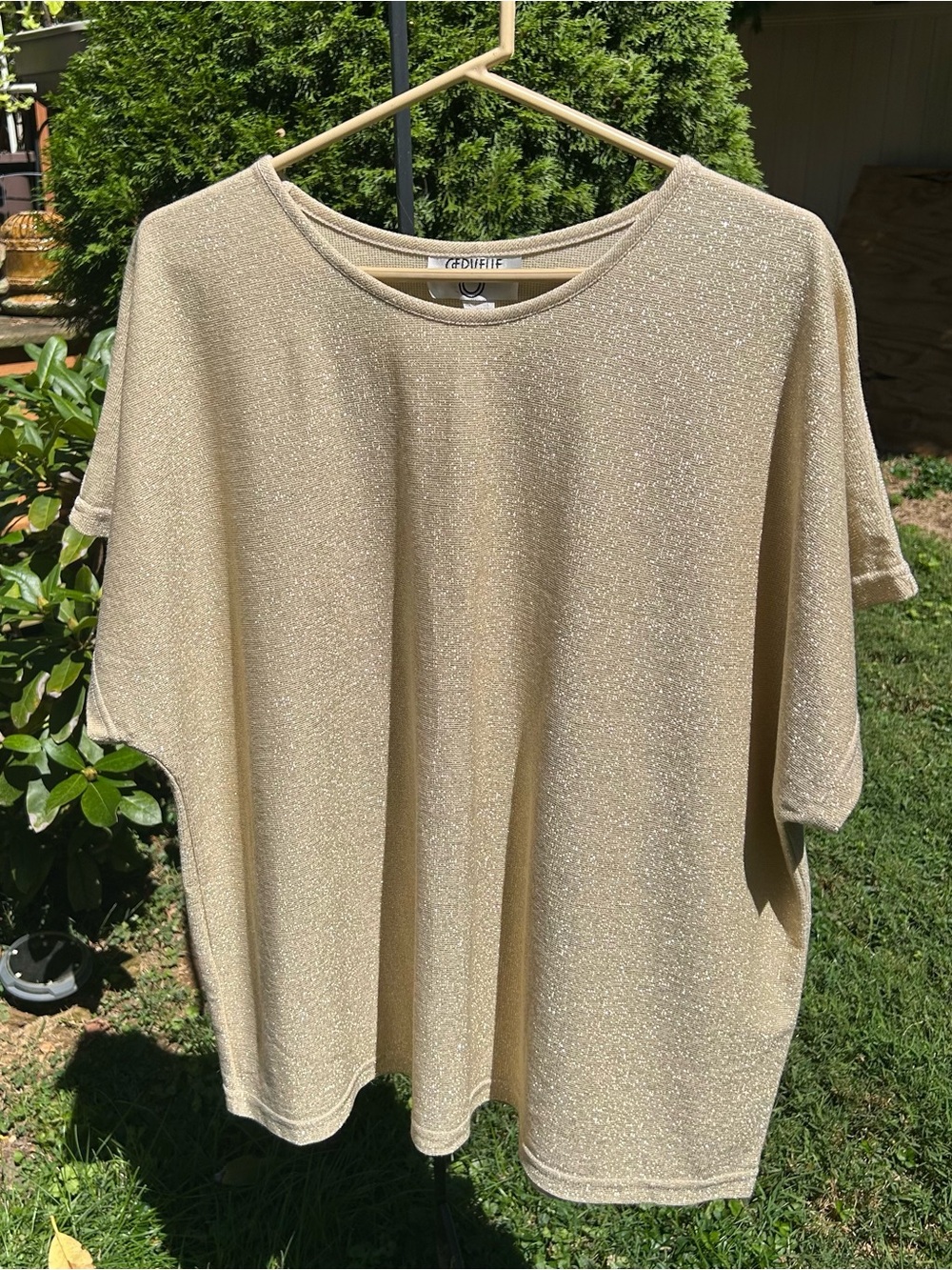 SHIMMER Short Sleeve Top GOLD /CREAM HOLIDAY - “ CERVELLE” is the Brand